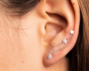 Silver Celestial Earrings | Ear Climber | Ear Crawler | Dainty Silver Earrings | Wanderlust Jewelry | Climber Earrings | Silver Ear Climber