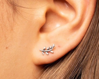 Pendientes de hoja / Pendientes botánicos / Pendientes de plata / Pendientes delicados / Pendientes minimalistas / Regalo para novia / Joyería de plata