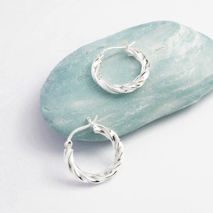 Silver Twist Hoop Earrings , Sterling Silver, Minimalist , Dainty Jewelry, Chunky Silver Hoops , Gifts For Girlfriend ,Statement Earrings