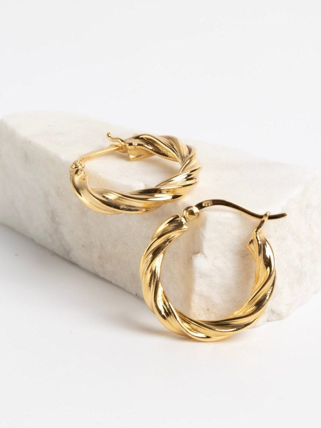 Gold Hoops , Twisted Hoop Earrings , Minimalist Earrings , 14k Gold ...