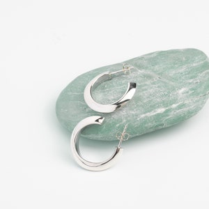 Silver Hoop Earrings, Sterling Silver, Minimalist , Dainty Jewelry, Chunky Silver Hoops , Gifts For Girlfriend ,Statement Earrings