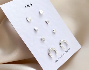 Sterling Silver Stud Earring Set , Silver Minimalist Studs , Stud Earrings , 925 Stud Earring Set , Earring Set  Tiny Silver Stud Earrings