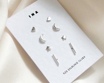 Sterling Silver Stud Earring Set , Silver Minimalist Studs , Stud Earrings , 925 Stud Earring Set , Earring Set  Tiny Silver Stud Earrings