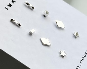 Sterling Silver Stud Earring Set , Silver Minimalist Studs , Stud Earrings , 925 Stud Earring Set , Earring Set  Tiny Silver Stud Earrings
