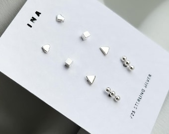 Sterling Silber Ohrstecker , Silber Minimalist Ohrstecker , Ohrstecker , 925 Ohrstecker Set , Ohrring Set kleine Silber Ohrstecker