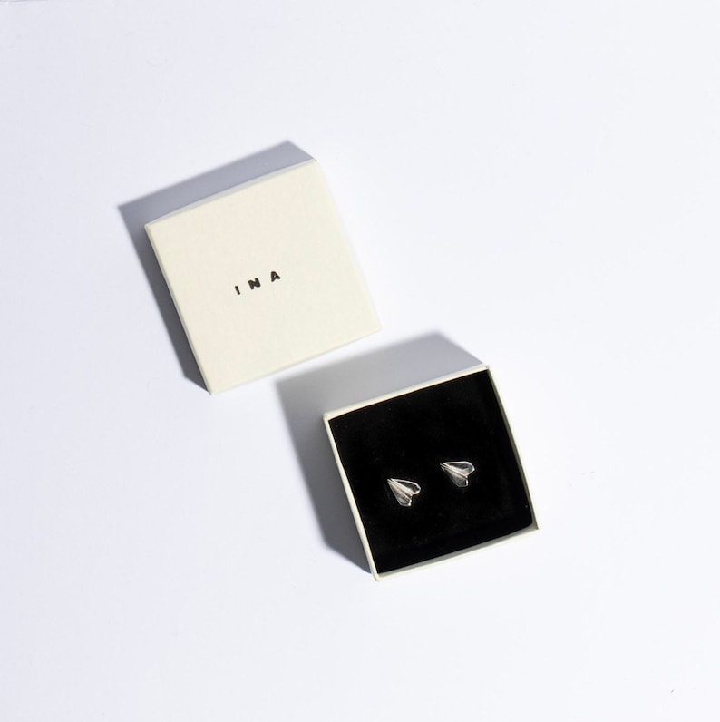 Paper Airplane Stud Earrings Hypoallergenic 925 Sterling Silver Gifts For Her