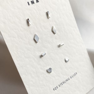 Sterling Silver Stud Earring Set , Silver Minimalist Studs , Stud Earrings , 925 Stud Earring Set , Earring Set Tiny Silver Stud Earrings image 4