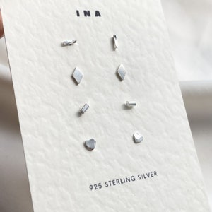 Sterling Silver Stud Earring Set , Silver Minimalist Studs , Stud Earrings , 925 Stud Earring Set , Earring Set Tiny Silver Stud Earrings image 7
