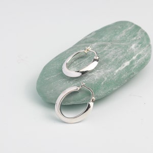 Silver Hoop Earrings, Sterling Silver, Minimalist , Dainty Jewelry, Chunky Silver Hoops , Gifts For Girlfriend ,Statement Earrings