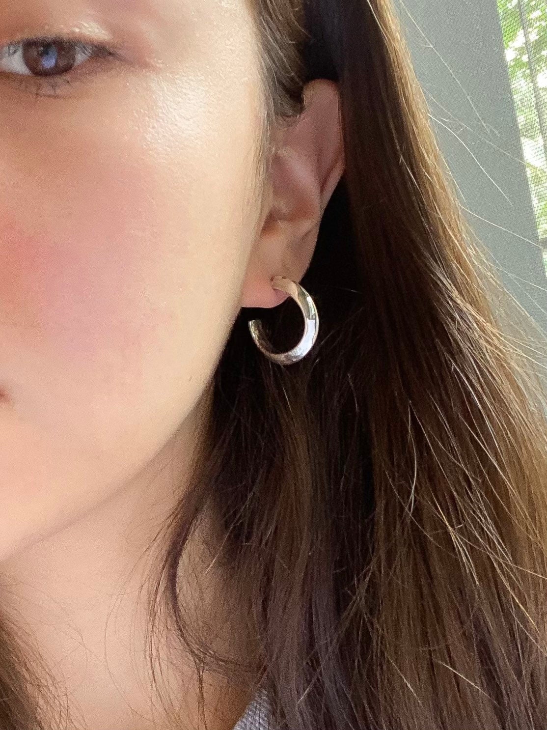 Silver Hoop Earrings, Sterling Silver, Minimalist , Dainty