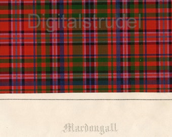 1860 Antique Scottish Tartan Print of Clan MacDougall  - DIGITAL DOWNLOAD