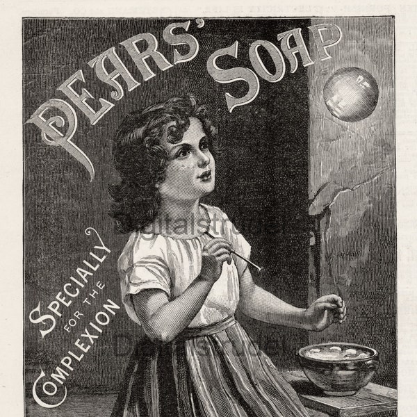 1888 Antique Victorian Advertisement - Pears Soap - More Bubbles - DIGITAL DOWNLOAD