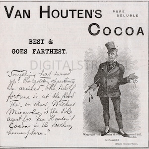 1891 Antique Advertisement for Van Houten&#39;s Cocoa - Best & Goes Farthest -DIGITAL DOWNLOAD