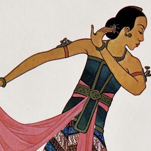 1925 Antique Print of Srimpi Dancer - Java - Indonesia - Plate 15 - DIGITAL DOWNLOAD