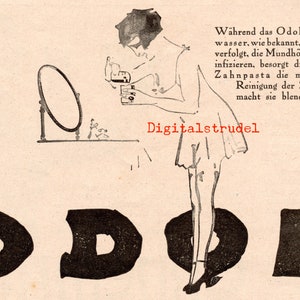 Antike Werbung für Odol Mundwasser und Zahnpasta - Aus dem Jahr 1922 - DIGITALER DOWNLOAD