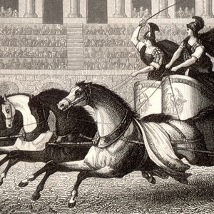 Carrera de Carros Romanos - Circus Maximus - Ilustración Antigua - DESCARGA DIGITAL