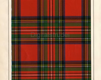 1906 Antica Stampa scozzese Tartan del Clan Stuart - DOWNLOAD DIGITALE