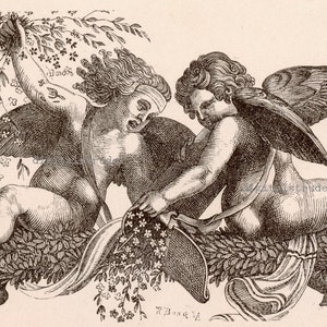 Antique Print of Cherubs - from 1800s - DIGITAL DOWNLOAD