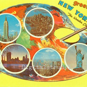 Immagine da cartolina d'epoca dal 1960 - Saluti da New York City - DOWNLOAD DIGITALE