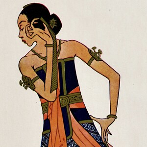 1925 Antique Print of Srimpi Dancer - Java - Indonesia - Plate 16 - DIGITAL DOWNLOAD