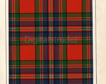 1860 Antique Scottish Tartan Print of Clan Macfarlane - DIGITAL DOWNLOAD