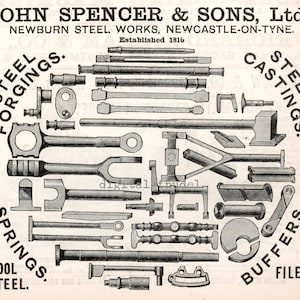 Antique Victorian Advertisement - Steel Forgings, Castings, Springs - Ad from 1889 - DIGITAL DOWNLOAD