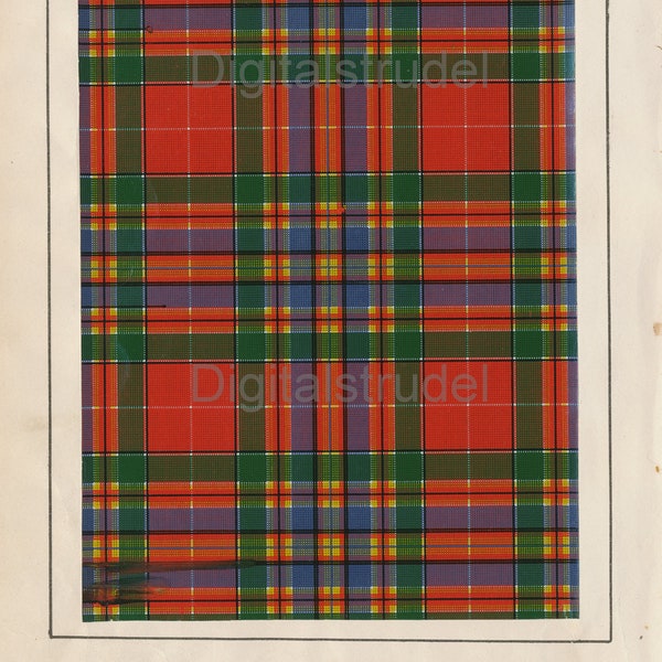 1906 Antique Scottish Tartan Print of Clan Macpherson - DIGITAL DOWNLOAD