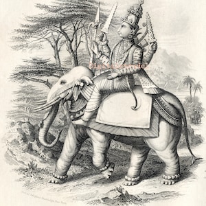 Illustrazione antica - Indra - divinità indù - DOWNLOAD DIGITALE