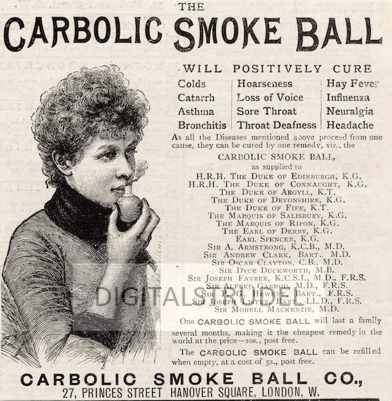 美品MC L – It Shall Be 1891 Antique Victorian Advertisement - the Carbolic Smoke Ball