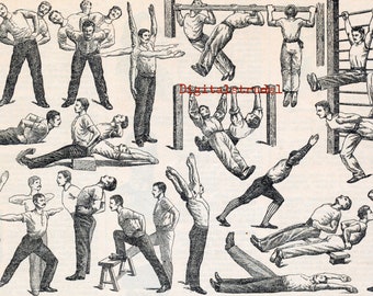 Going to the Gym - Vintage Print on Exercises - DIGITAL DOWNLOAD