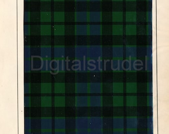 1906 Antica Stampa scozzese tartan del Clan Mackay - DOWNLOAD DIGITALE