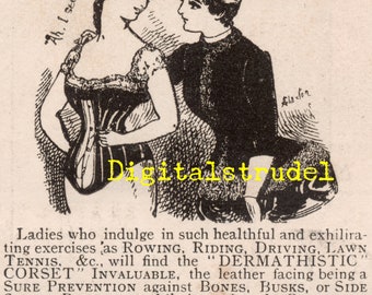 Brown's Patent Dermathistic Corsets - 1885 Victorian-era Advertisement - DIGITAL DOWNLOAD