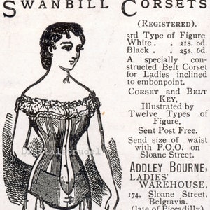 Rare Antique Advertisement for Swanbill Corsets - From 1889 - DIGITAL DOWNLOAD