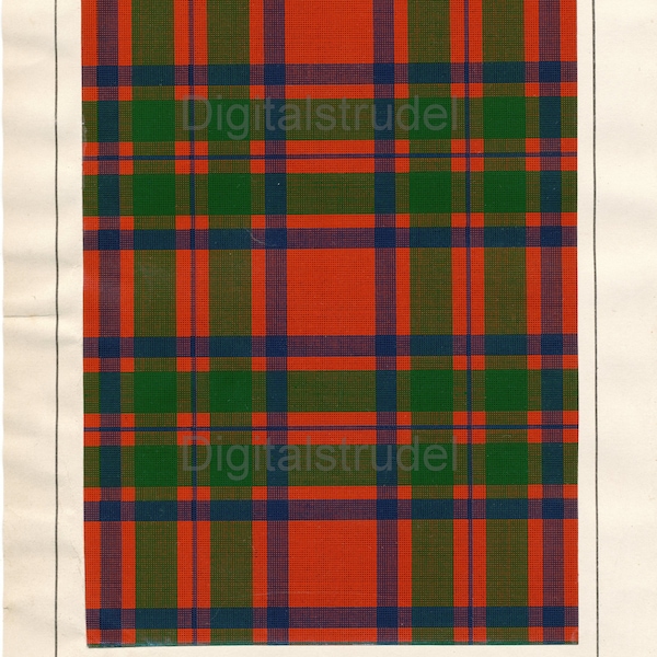 1860 Antique Scottish Tartan Print of Clan Macintosh - TÉLÉCHARGEMENT NUMÉRIQUE