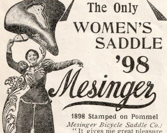 Bicycle Saddles for the Ladies - Mesinger Women's Saddles - 1898 Victorian-era Advertisement - DIGITAL DOWNLOAD