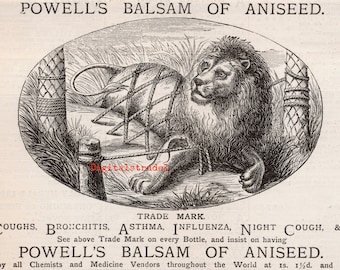 Rare Antique Advertisement for Powell's Balsam of Aniseed - Cough Remedy  - From 1882 - DIGITAL DOWNLOAD