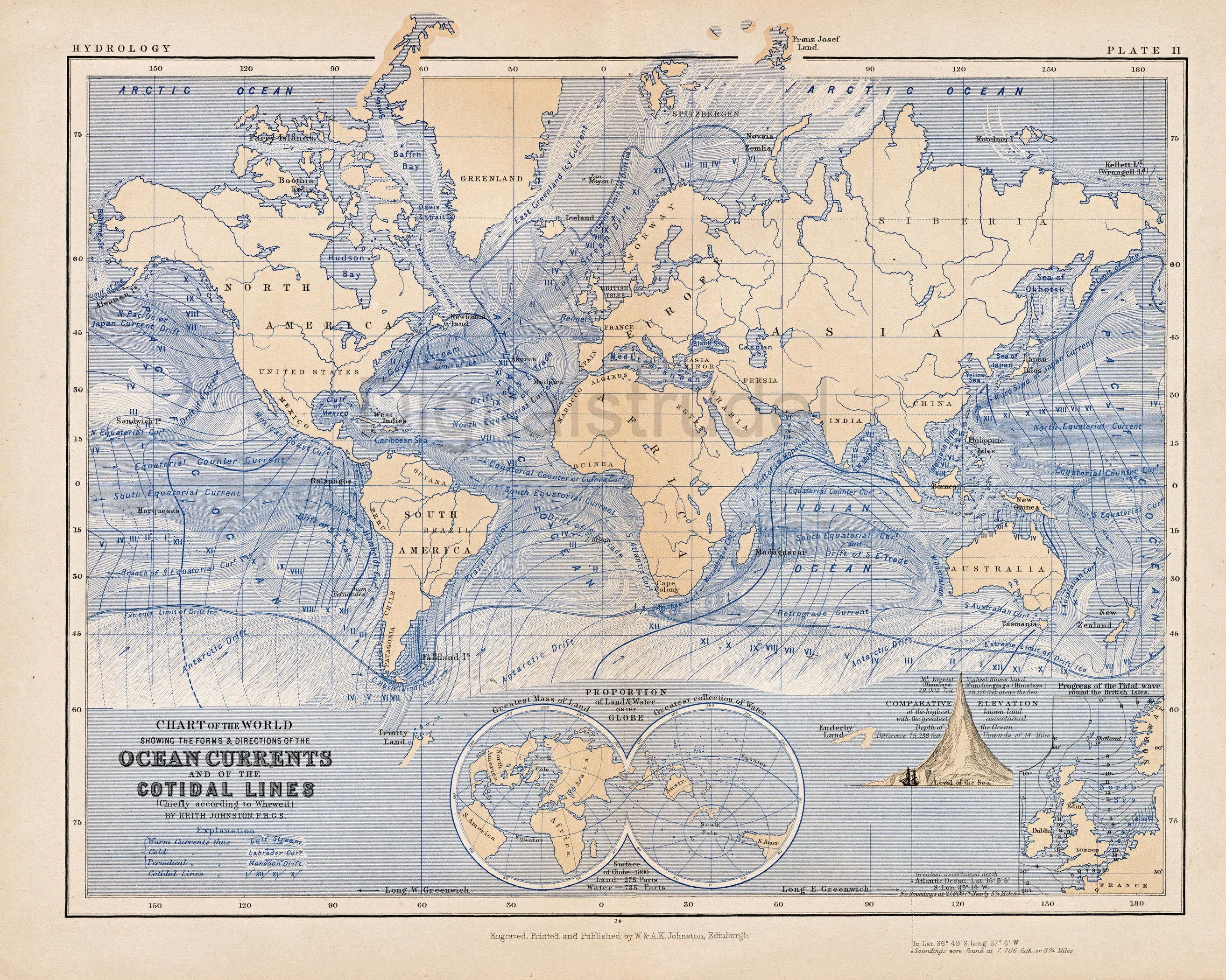 Antique Map of Ocean Currents - DIGITAL DOWNLOAD - Etsy