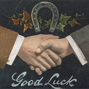 Vintage "Good Luck" Postkarte - Handhaken - Freundschaft - DIGITAL DOWNLOAD
