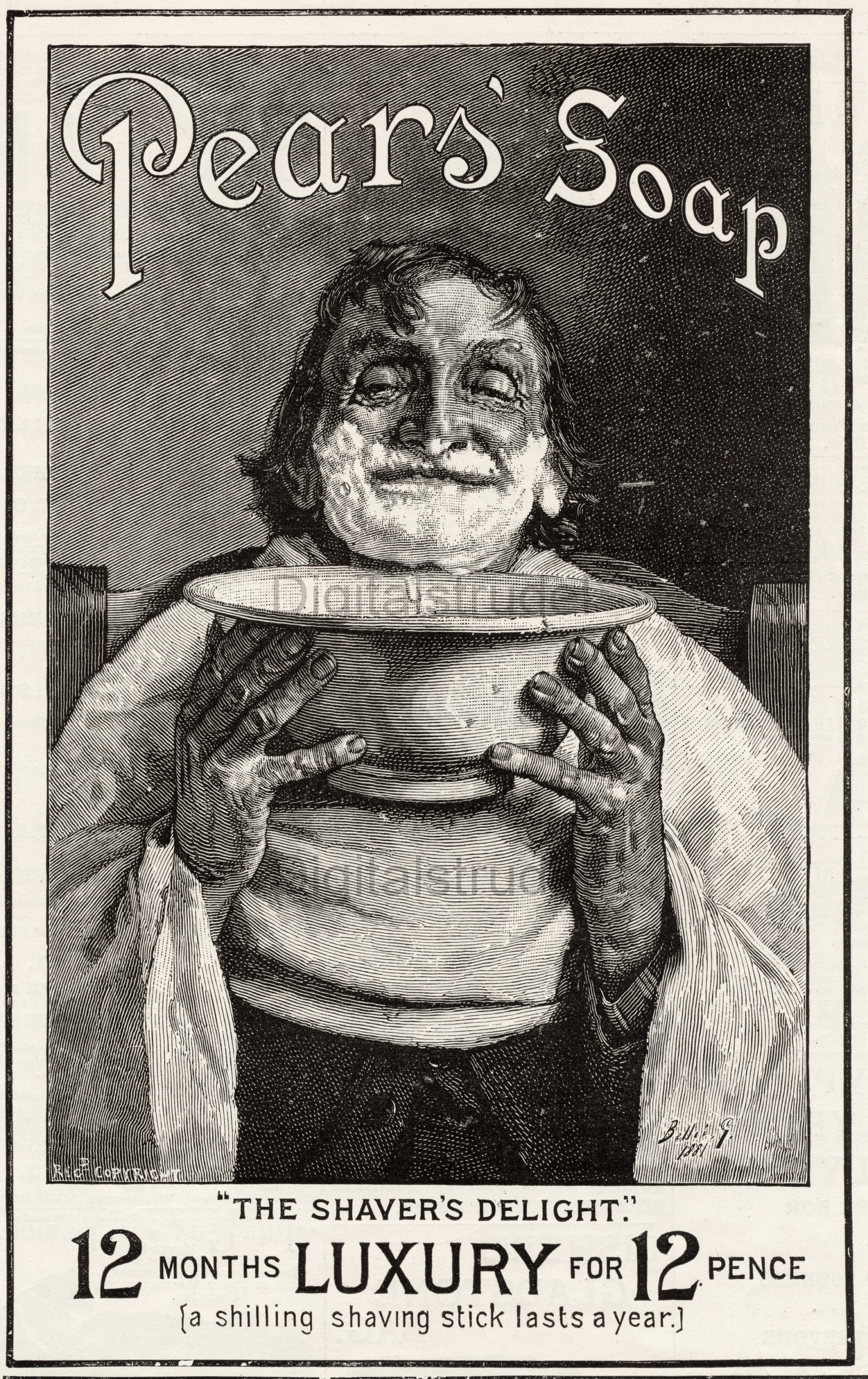1888 Antique Victorian Advertisement - Pears Soap - Shaver's