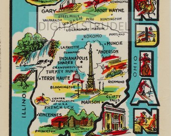 1950s Vintage Decal of Indiana - DIGITAL DOWNLOAD