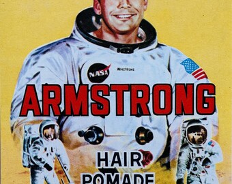 Neil Armstrong Hair Pomade Product Label - Fine-art Giclée Print Reproduction - 11x14