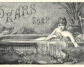 1880s Antique Victorian Advertisement - Pears Soap - Woman in Bathtub - DIGITAL DOWNLOAD