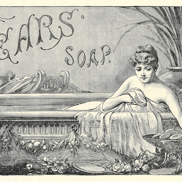 1880s Antique Victorian Advertisement - Pears Soap - Woman in Bathtub - DIGITAL DOWNLOAD