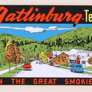 1950s Vintage Decal of the Land of Gatlinburg, Tennessee, in the Great Smokies - DIGITAL DOWNLOAD