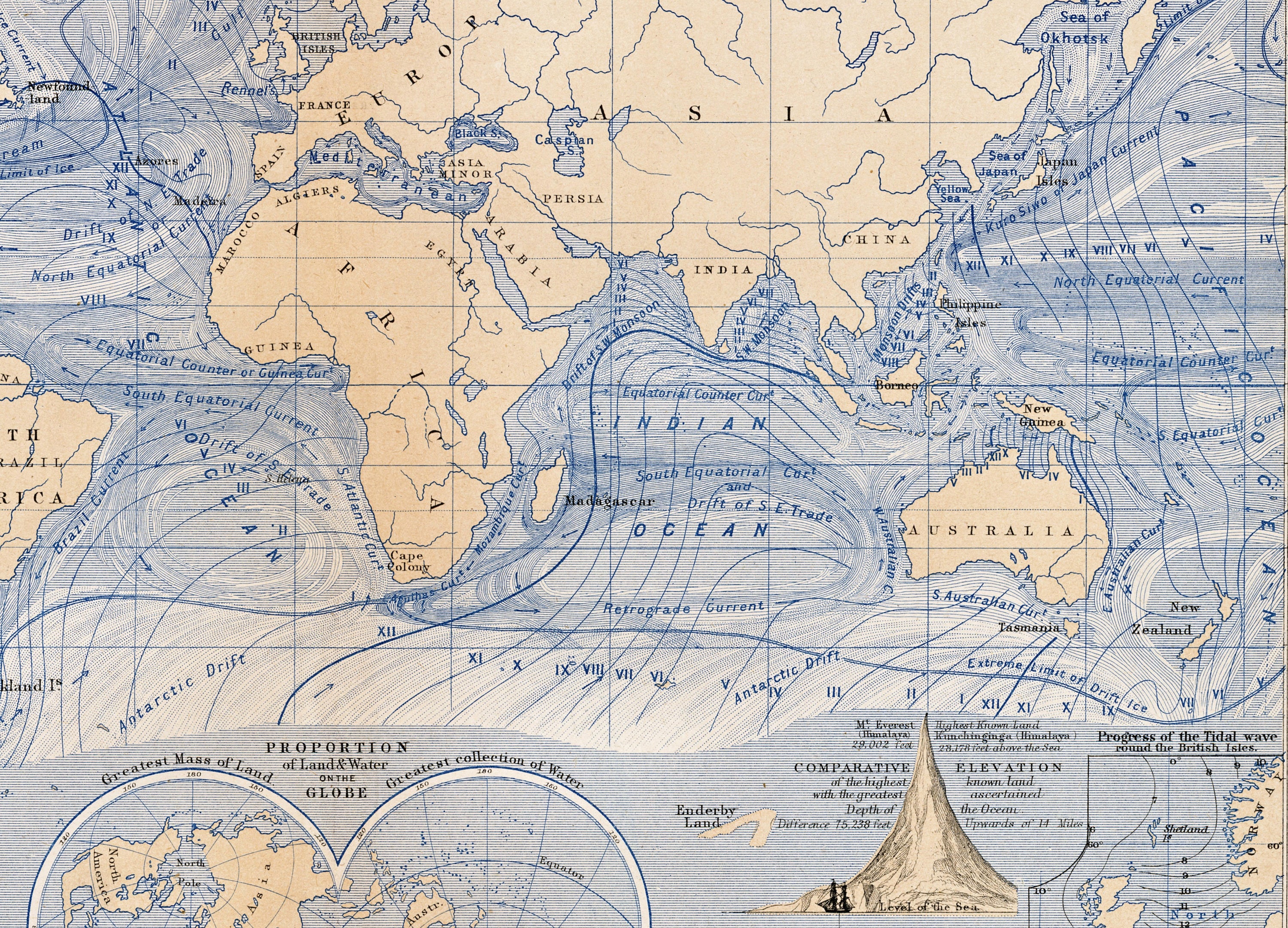 Antique Map of Ocean Currents - DIGITAL DOWNLOAD - Etsy