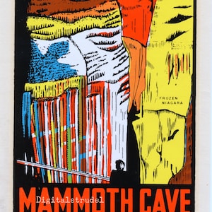 1950s RARE Water Decal of Mammoth Cave National Park, Kentucky - Vintage Retro Travel Decal / Souvenir - DIGITAL DOWNLOAD