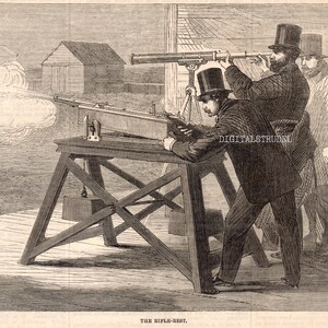 1862 Antique Print of Rifle Testing - DIGITAL DOWNLOAD