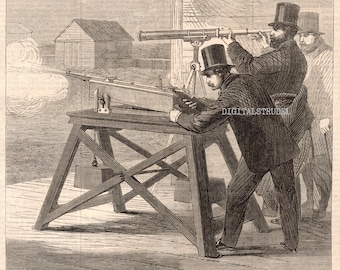 1862 Antique Print of Rifle Testing - DIGITAL DOWNLOAD
