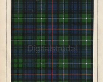 1906 Antiquariato Scozzese Tartan Stampa del Clan Mackenzie - DOWNLOAD DIGITALE