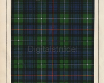 1906 Antique Scottish Tartan Print of Clan Mackenzie - DIGITAL DOWNLOAD